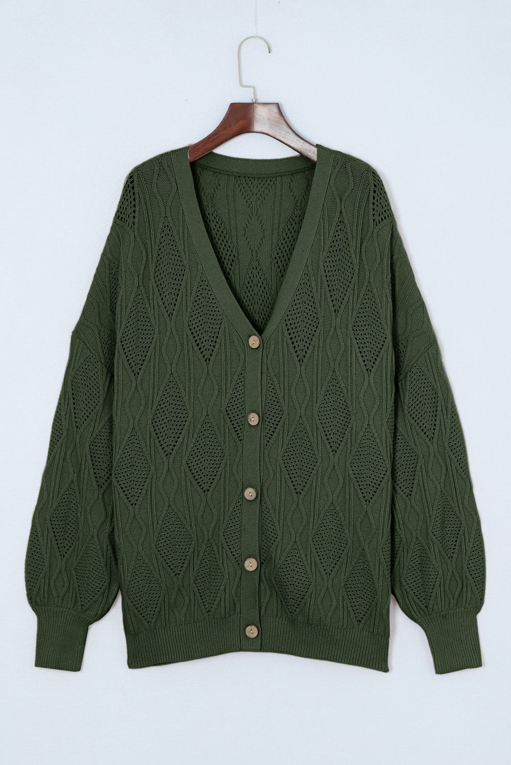 Plus Size Cable-Knit Button Up Sweater - Pahabu - Women's Clothing & Shop
