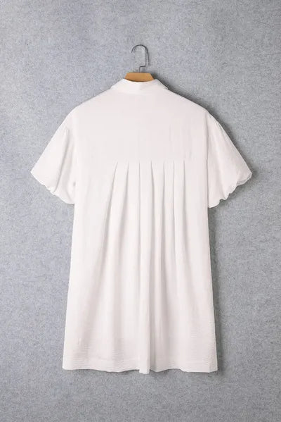 Collared Neck Short Sleeve Mini Dress - Pahabu - Women's Clothing & Shop