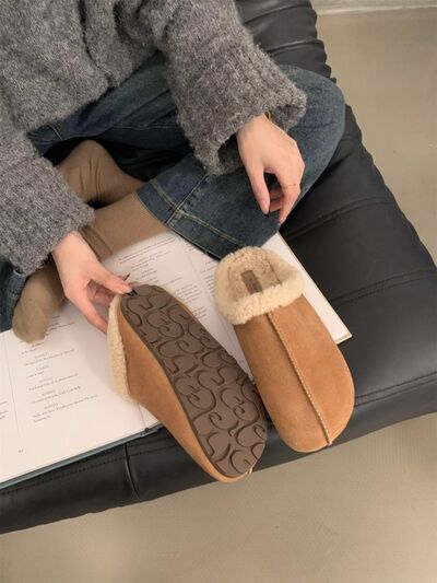 Thermal Fuzzy Round Toe Flat Slippers - Pahabu - Women's Clothing & Shop