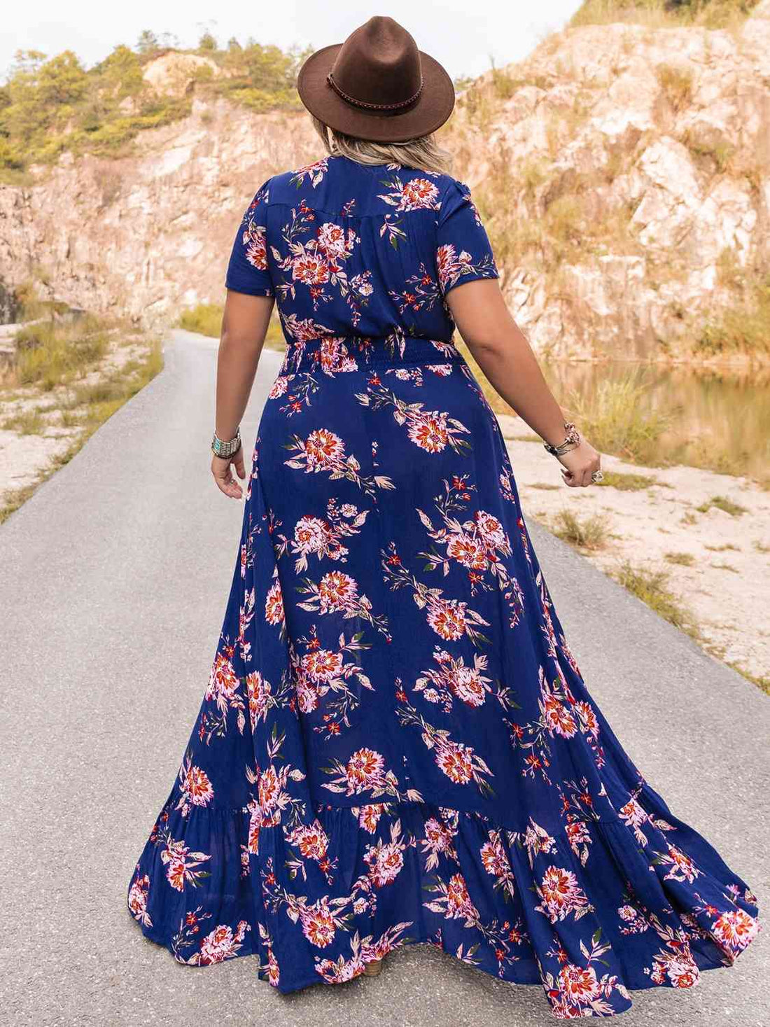Plus Size V-Neck Maxi Dress - Pahabu - Women's Clothing & Shop