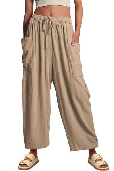 Full Size Pocketed Drawstring Wide Leg Pants - Pahabu - Women's Clothing & Shop