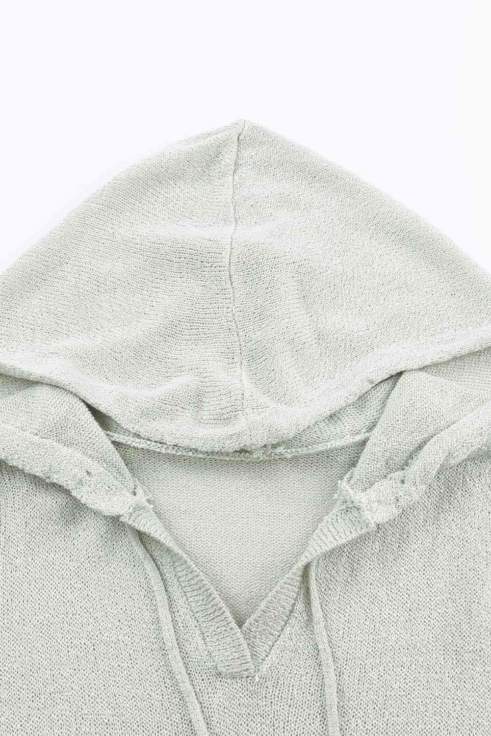 Color Block Drawstring Side Slit Hooded Sweater - Pahabu - Women's Clothing & Shop