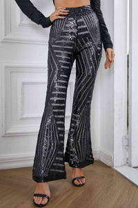 Sequin High Waist Flared Pants - Pahabu - Women's Clothing & Shop