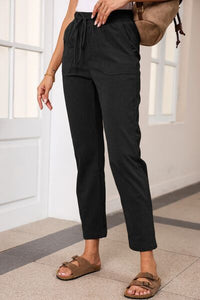 Drawstring Straight Pants with Pockets - Pahabu - Women's Clothing & Shop