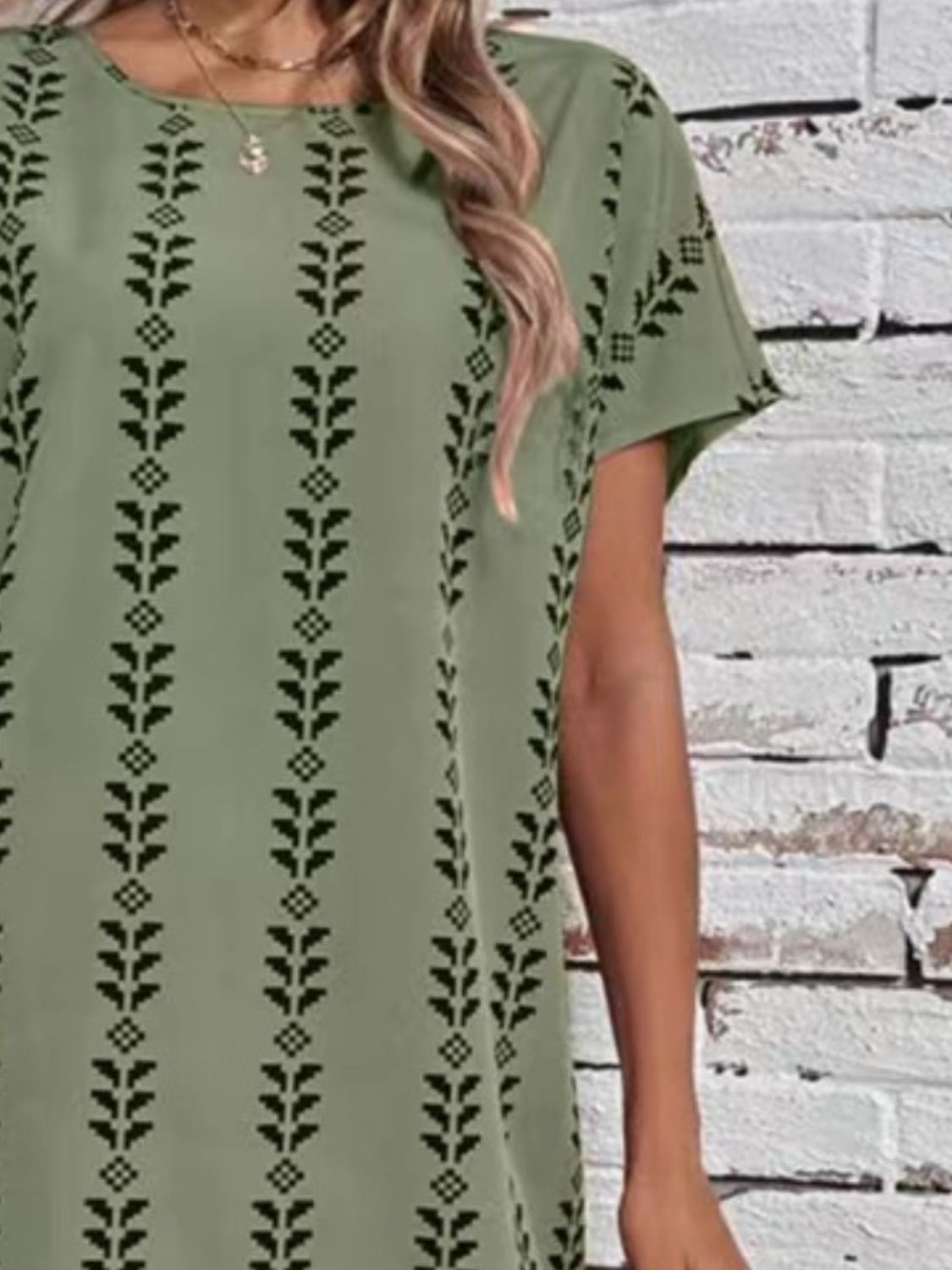 Printed Round Neck Short Sleeve Dress - Pahabu - Women's Clothing & Shop