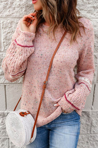 Multicolored Pilling Detail Ribbed Trim Sweater - Pahabu - Women's Clothing & Shop