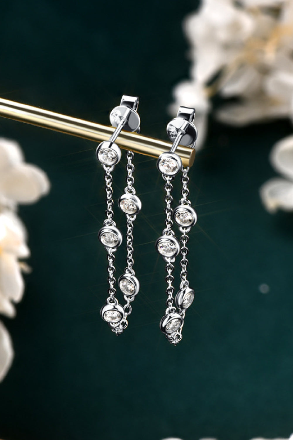 1 Carat Moissanite 925 Sterling Silver Chain Earrings - Pahabu - Women's Clothing & Shop