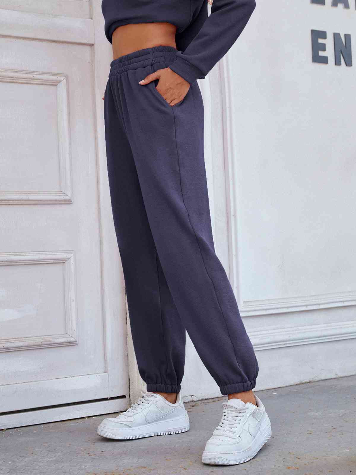 Elastic Waist Joggers with Pockets - Pahabu - Women's Clothing & Shop