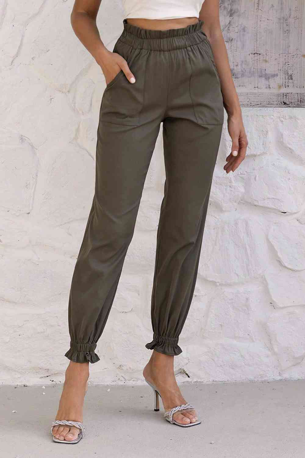 Paperbag Waist Pants with Pockets - Pahabu - Women's Clothing & Shop