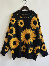 Sunflower Dropped Shoulder Long Sleeve Sweater - Pahabu - Women's Clothing & Shop