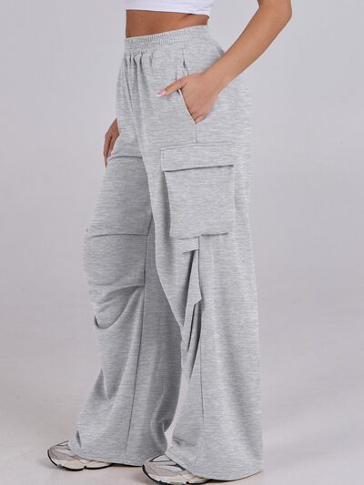 Elastic Waist Wide Leg Pants with Pockets - Pahabu - Women's Clothing & Shop