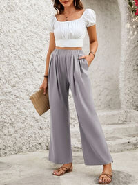 Elastic Waist Wide Leg Pants - Pahabu - Women's Clothing & Shop
