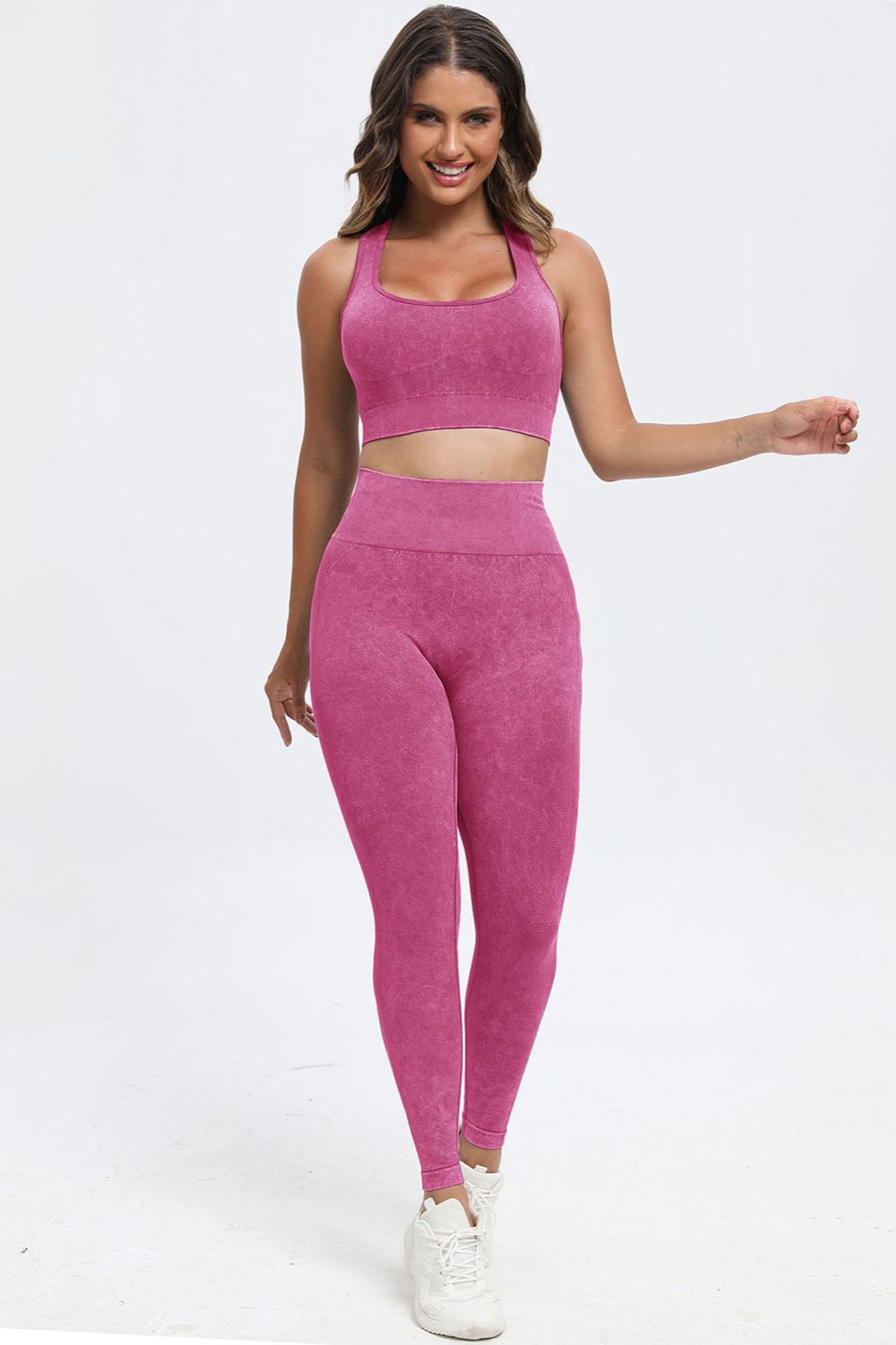 3 Piece Washed Square Neck Wide Strap Active Set - Pahabu - Women's Clothing & Shop
