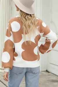 Flower Round Neck Dropped Shoulder Sweater - Pahabu - Women's Clothing & Shop