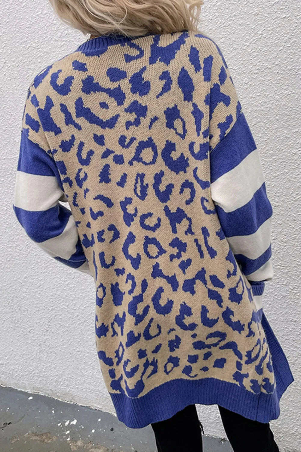 Leopard Open Front Long Sleeve Cardigan - Pahabu - Women's Clothing & Shop