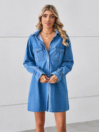 Pocketed Dropped Shoulder Mini Denim Dress - Pahabu - Women's Clothing & Shop