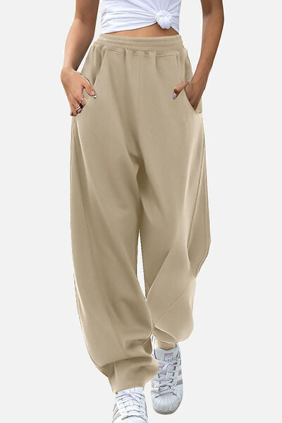 Elastic Waist Sweatpants with Pockets - Pahabu - Women's Clothing & Shop