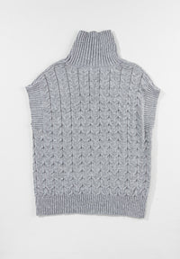 Cable Knit Turtleneck Short Sleeve Sweater - Pahabu - Women's Clothing & Shop