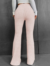 Ribbed High Waist Bootcut Pants - Pahabu - Women's Clothing & Shop