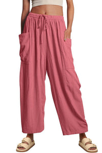 Full Size Pocketed Drawstring Wide Leg Pants - Pahabu - Women's Clothing & Shop