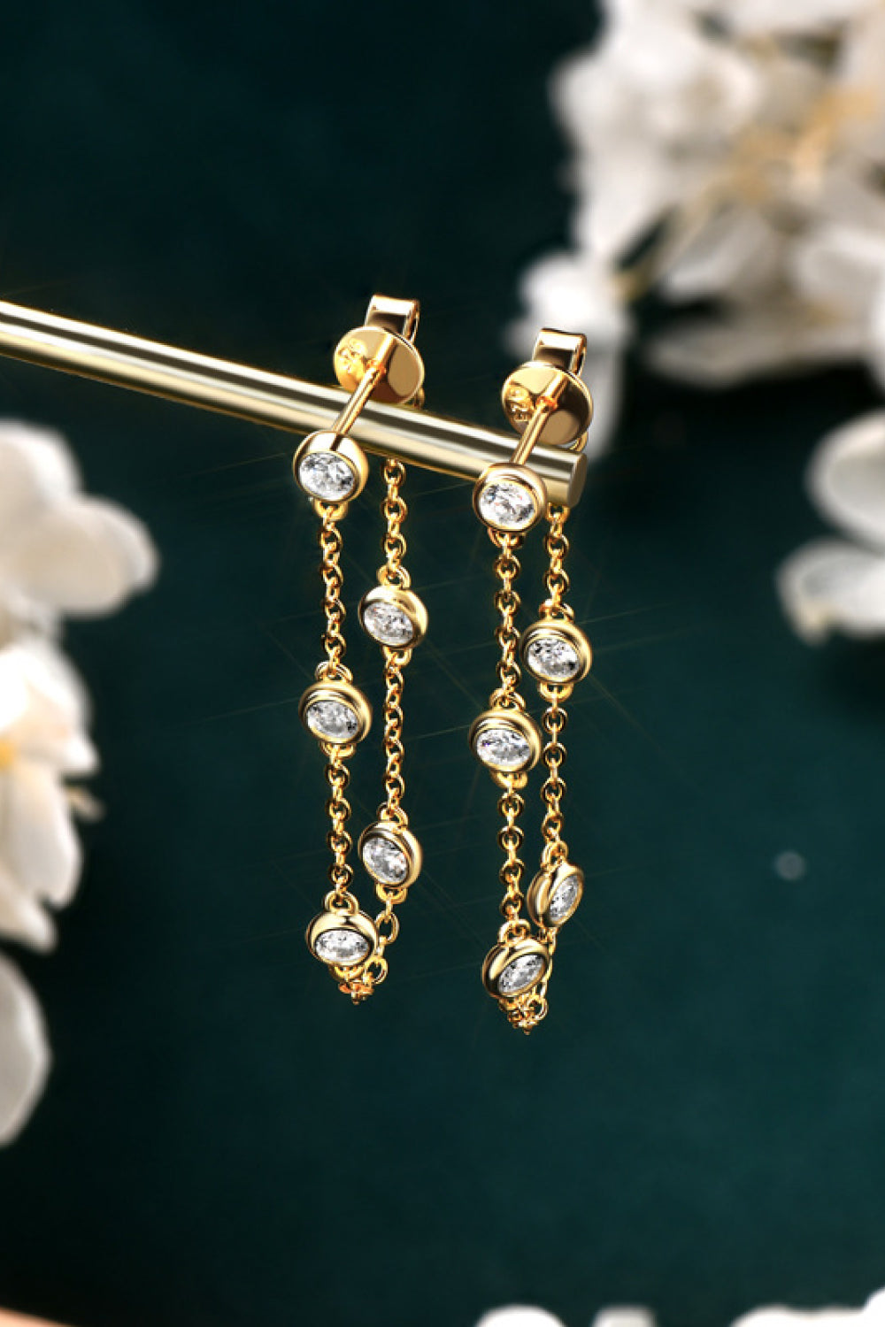 1 Carat Moissanite 925 Sterling Silver Chain Earrings - Pahabu - Women's Clothing & Shop