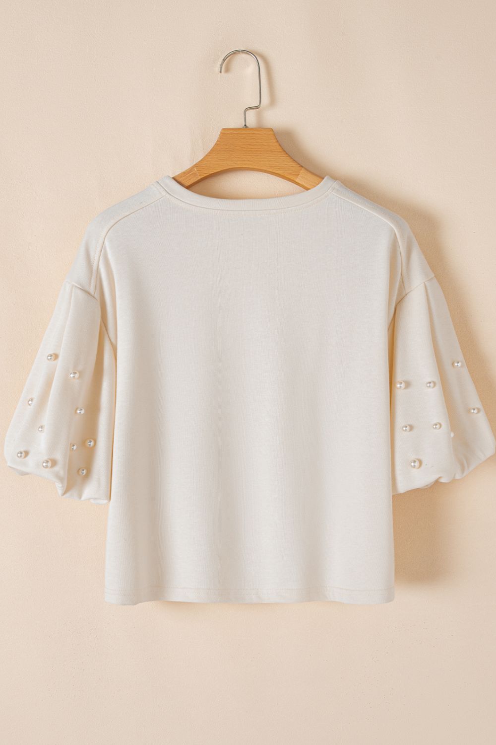 Pearl Detail Round Neck Half Sleeve Blouse - Pahabu - Women's Clothing & Shop
