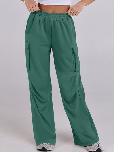 Elastic Waist Wide Leg Pants with Pockets - Pahabu - Women's Clothing & Shop