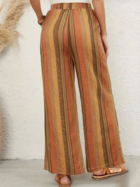 Full Size Drawstring Striped Wide Leg Pants - Pahabu - Women's Clothing & Shop