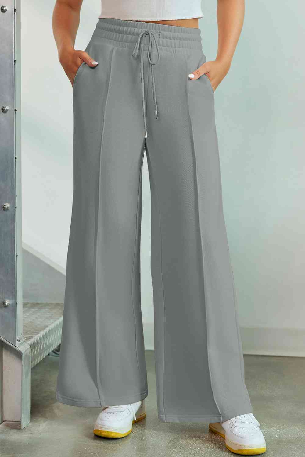 Drawstring Wide Leg Pants with Pockets - Pahabu - Women's Clothing & Shop