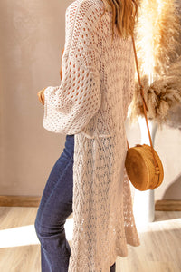 Dropped Shoulder Long Sleeve Crochet Duster Cardigan - Pahabu - Women's Clothing & Shop