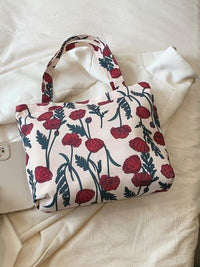 Printed Canvas Handbag with Zipper - Pahabu - Women's Clothing & Shop