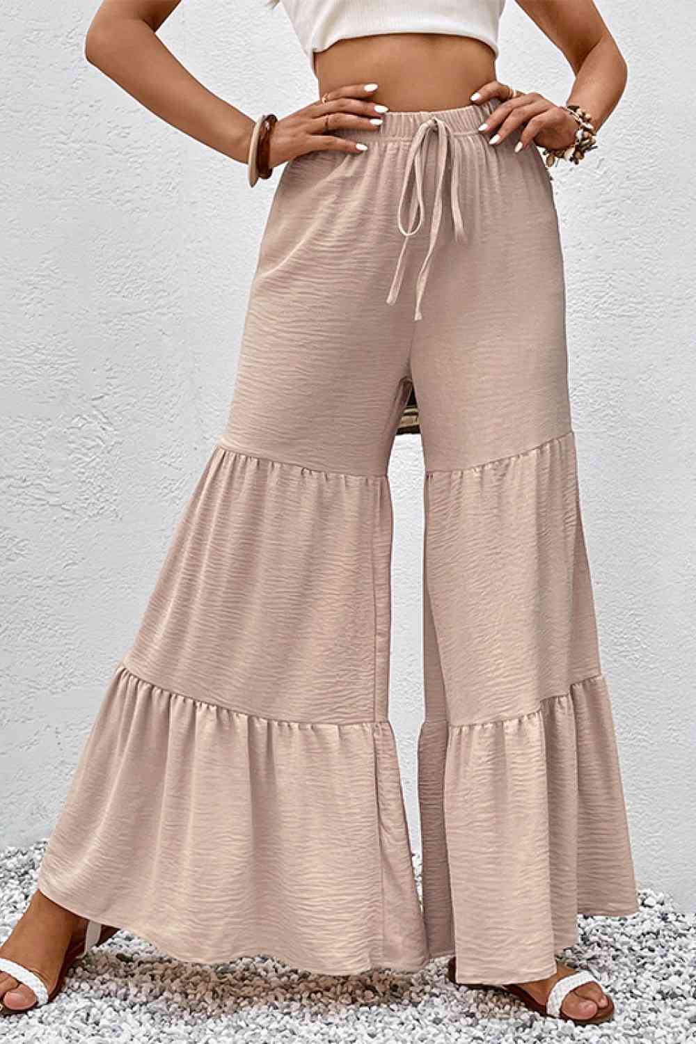 Perfee Drawstring Waist Tiered Flare Culottes - Pahabu - Women's Clothing & Shop