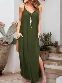 Slit Scoop Neck Sleeveless Dress - Pahabu - Women's Clothing & Shop