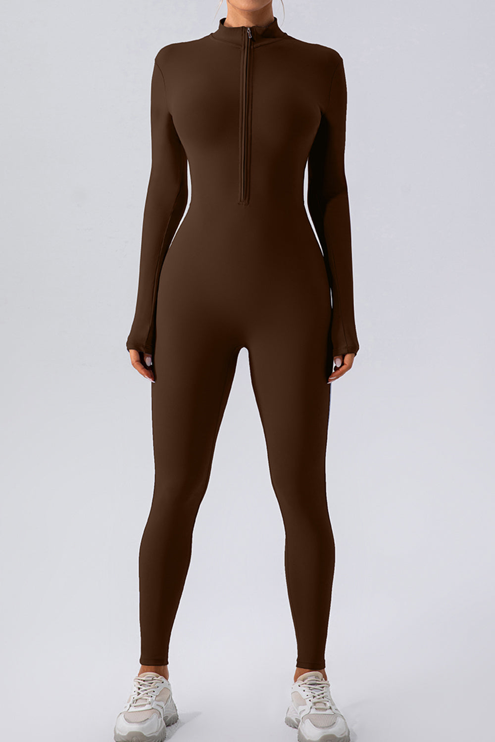 Half Zip Mock Neck Active Jumpsuit - Pahabu - Women's Clothing & Shop