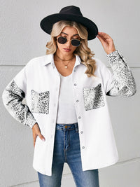 Leopard Button Up Denim Jacket - Pahabu - Women's Clothing & Shop