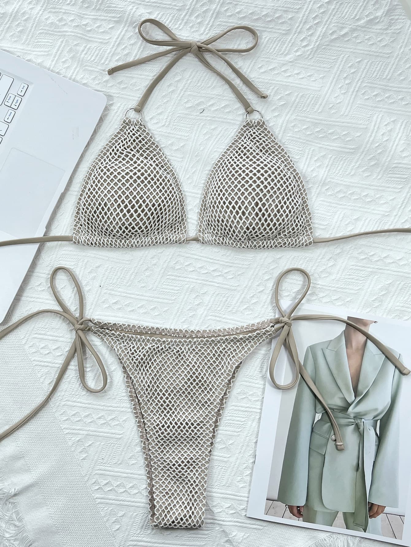 Halter Neck Tie Back Bikini Set - Pahabu - Women's Clothing & Shop