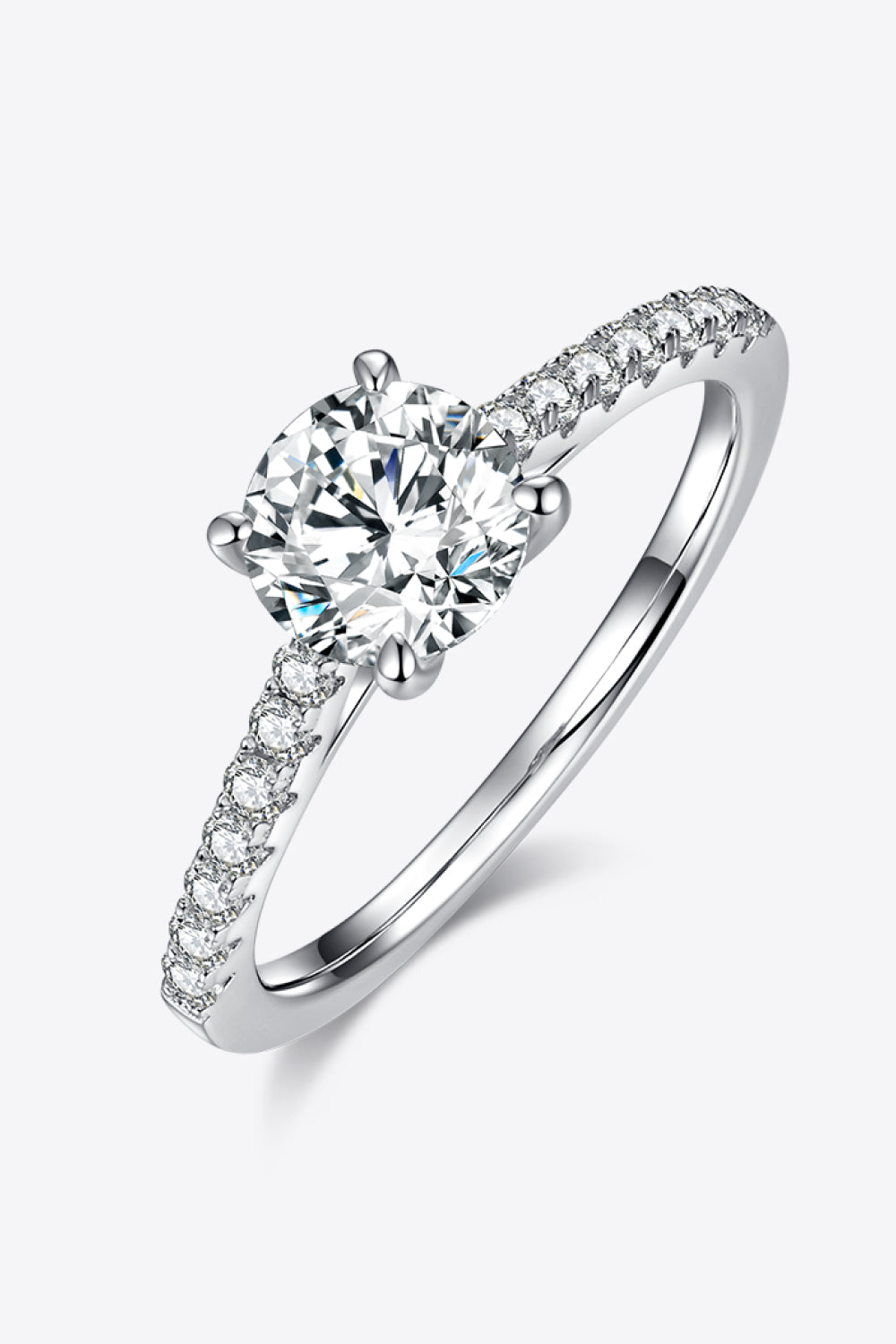 1 Carat Moissanite 925 Sterling Silver Side Stone Ring - Pahabu - Women's Clothing & Shop