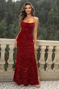 Sequin Backless Split Maxi Dress - Pahabu - Women's Clothing & Shop