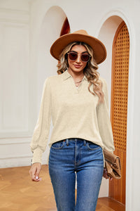 Johnny Collar Long Sleeve Top - Pahabu - Women's Clothing & Shop