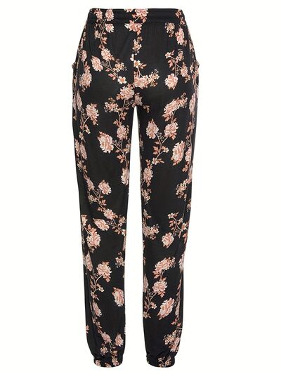 Drawstring Flower Pants with Pockets - Pahabu - Women's Clothing & Shop