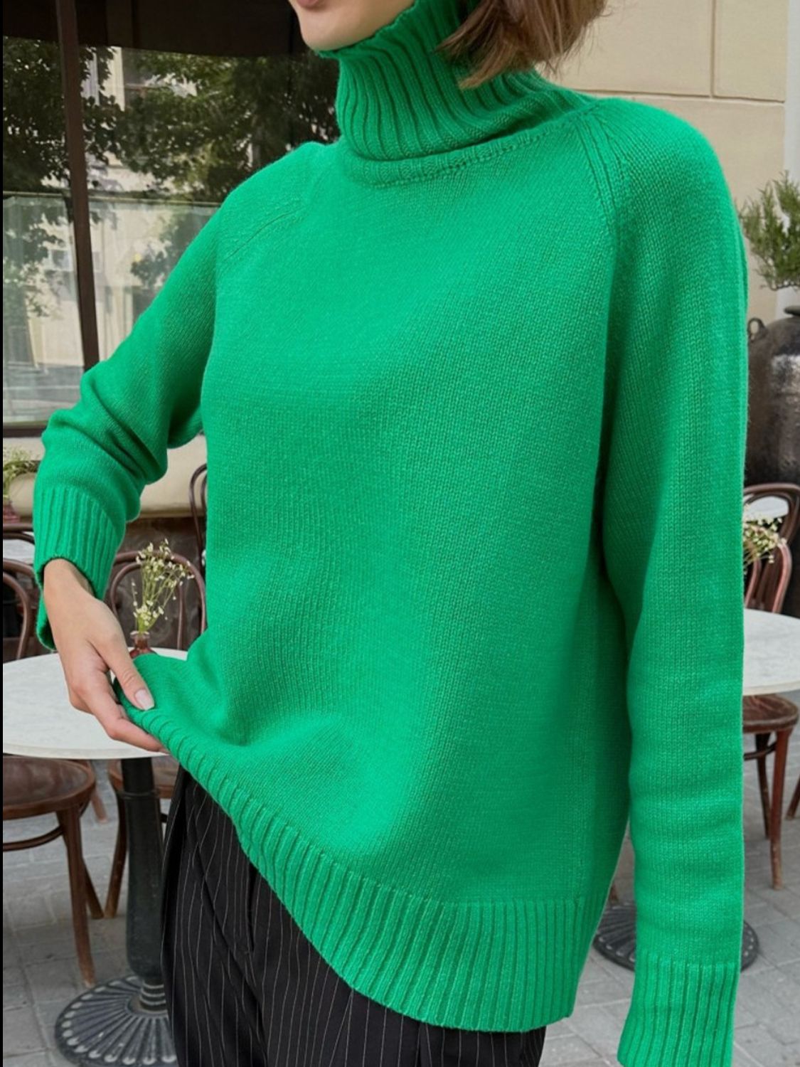 Turtle Neck Raglan Sleeve Sweater - Pahabu - Women's Clothing & Shop