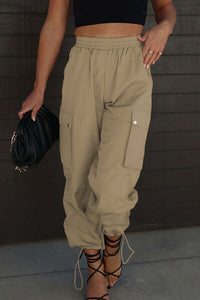 Drawstring Elastic Waist Pants with Pockets - Pahabu - Women's Clothing & Shop