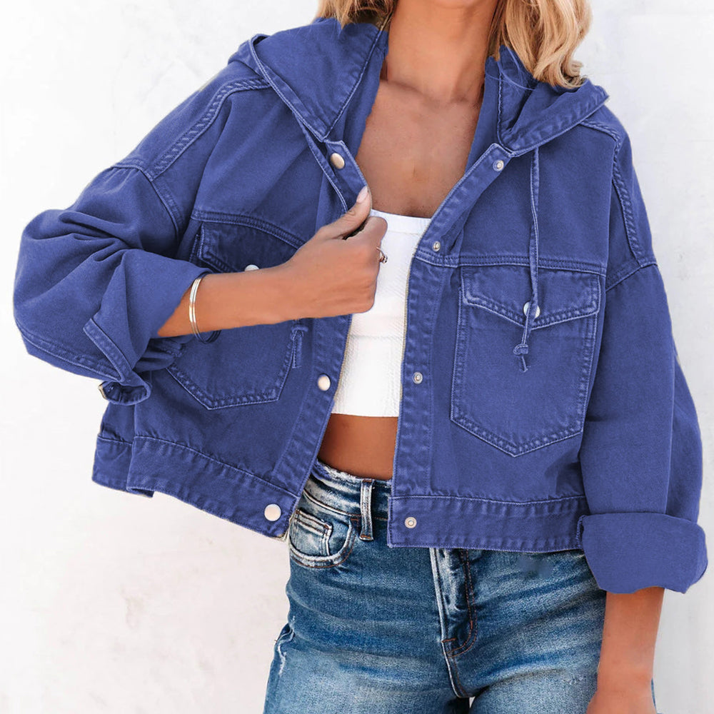 Hooded Dropped Shoulder Denim Jacket - Pahabu - Women's Clothing & Shop