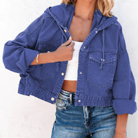 Hooded Dropped Shoulder Denim Jacket - Pahabu - Women's Clothing & Shop