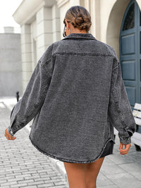 Button Up Long Sleeve Fleece Denim Jacket - Pahabu - Women's Clothing & Shop