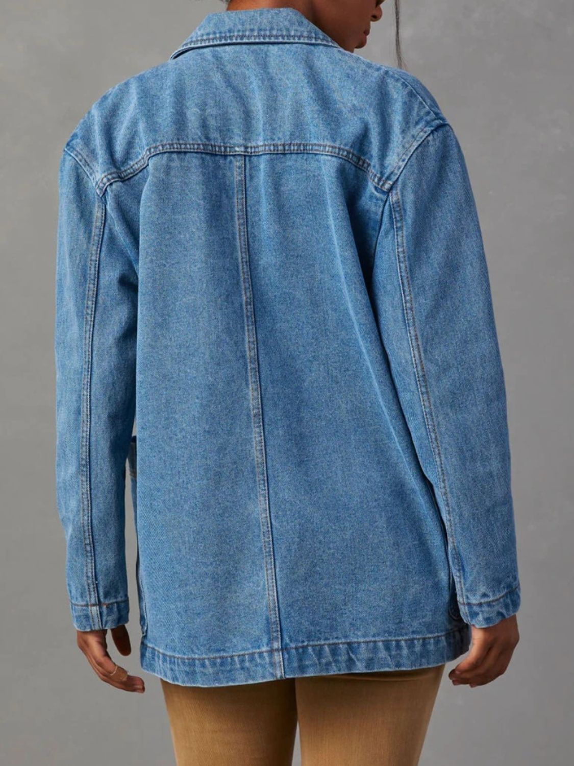 Pocketed Lapel Collar Long Sleeve Denim Jacket - Pahabu - Women's Clothing & Shop