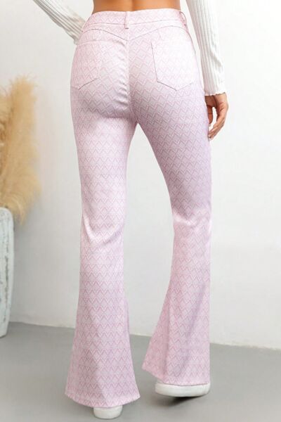 Printed High Waist Flare Pants with Pockets - Pahabu - Women's Clothing & Shop