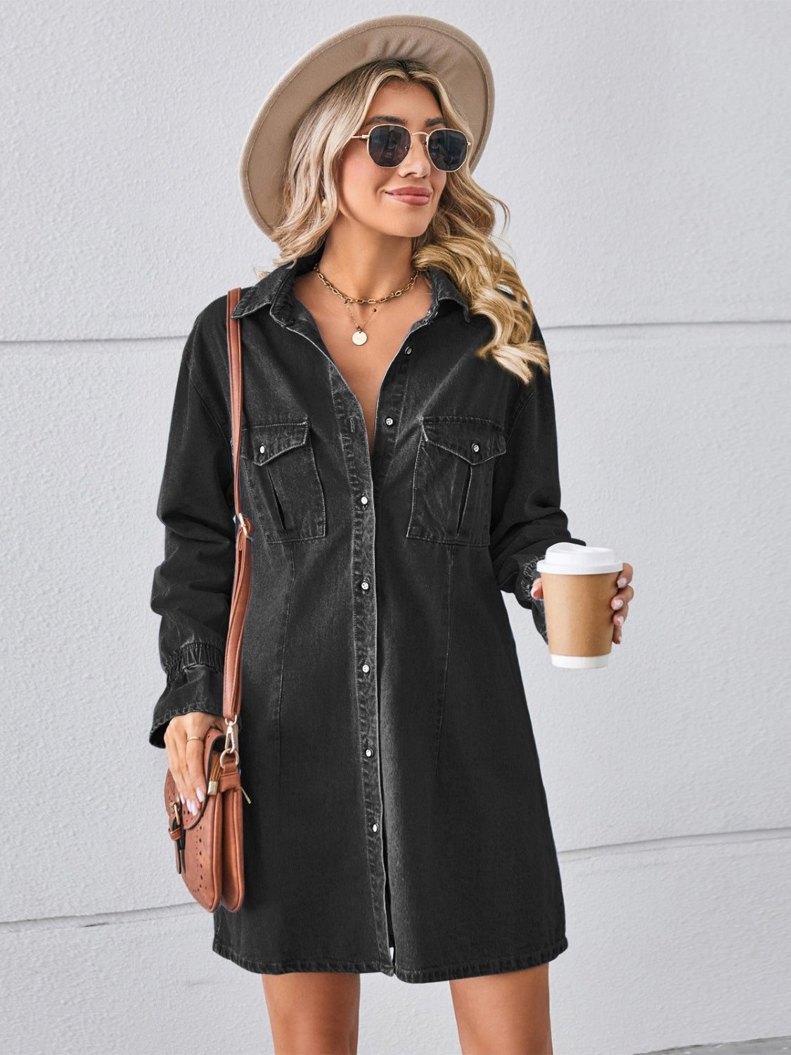 Pocketed Dropped Shoulder Mini Denim Dress - Pahabu - Women's Clothing & Shop