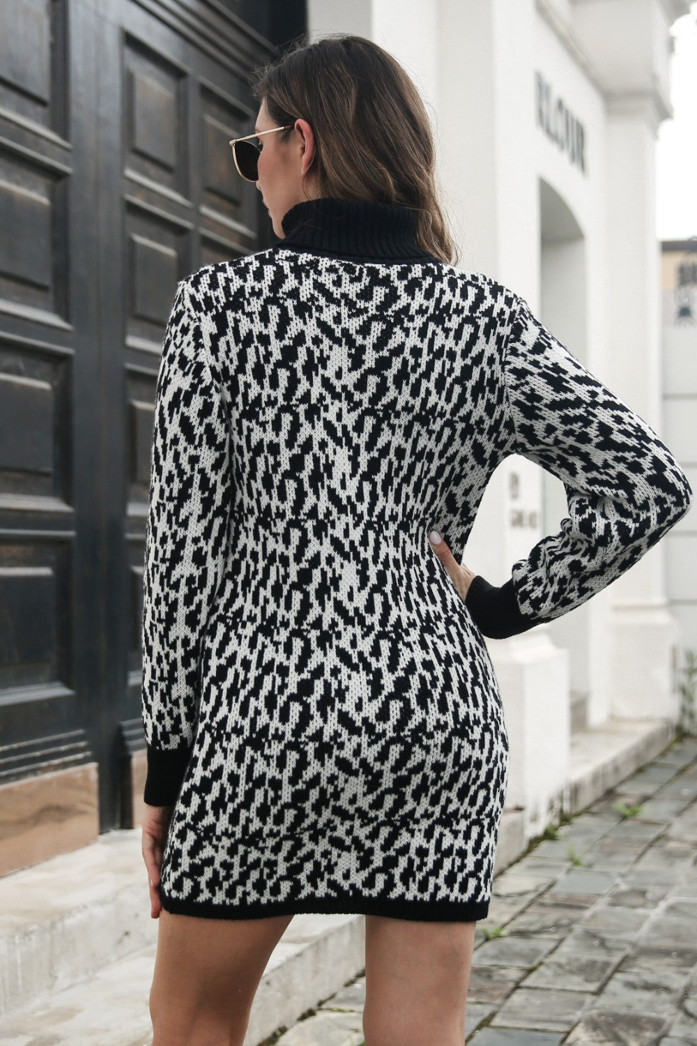 Heathered Turtleneck Mini Sweater Dress - Pahabu - Women's Clothing & Shop