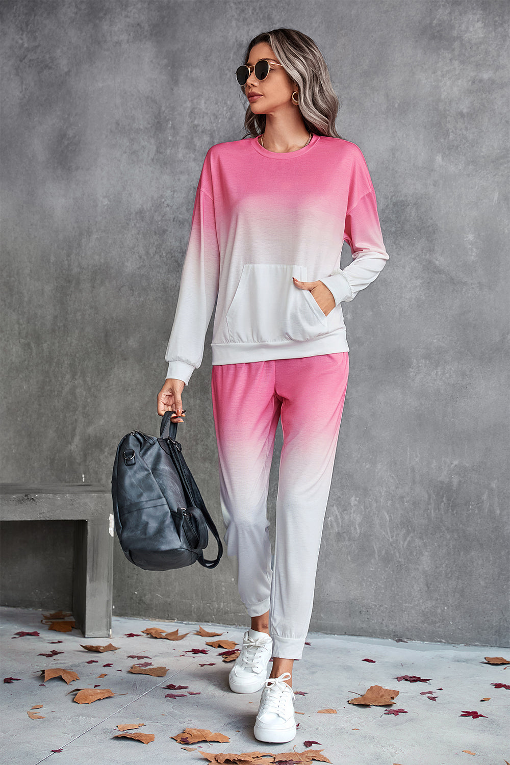 Gradient Round Neck Sweatshirt and Joggers Set - Pahabu - Women's Clothing & Shop